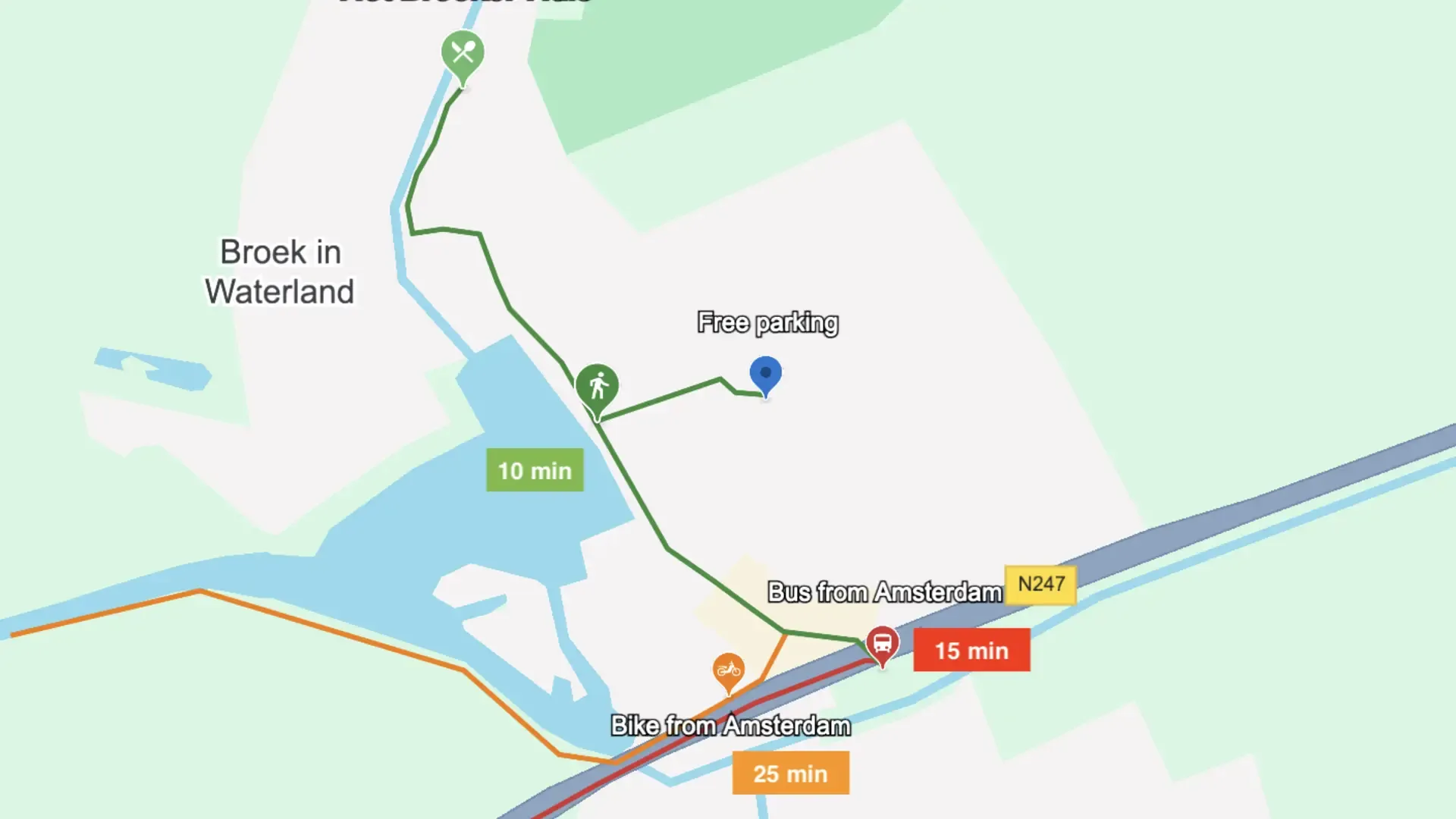 Routekaart Amsterdam naar Het Broeker Huis